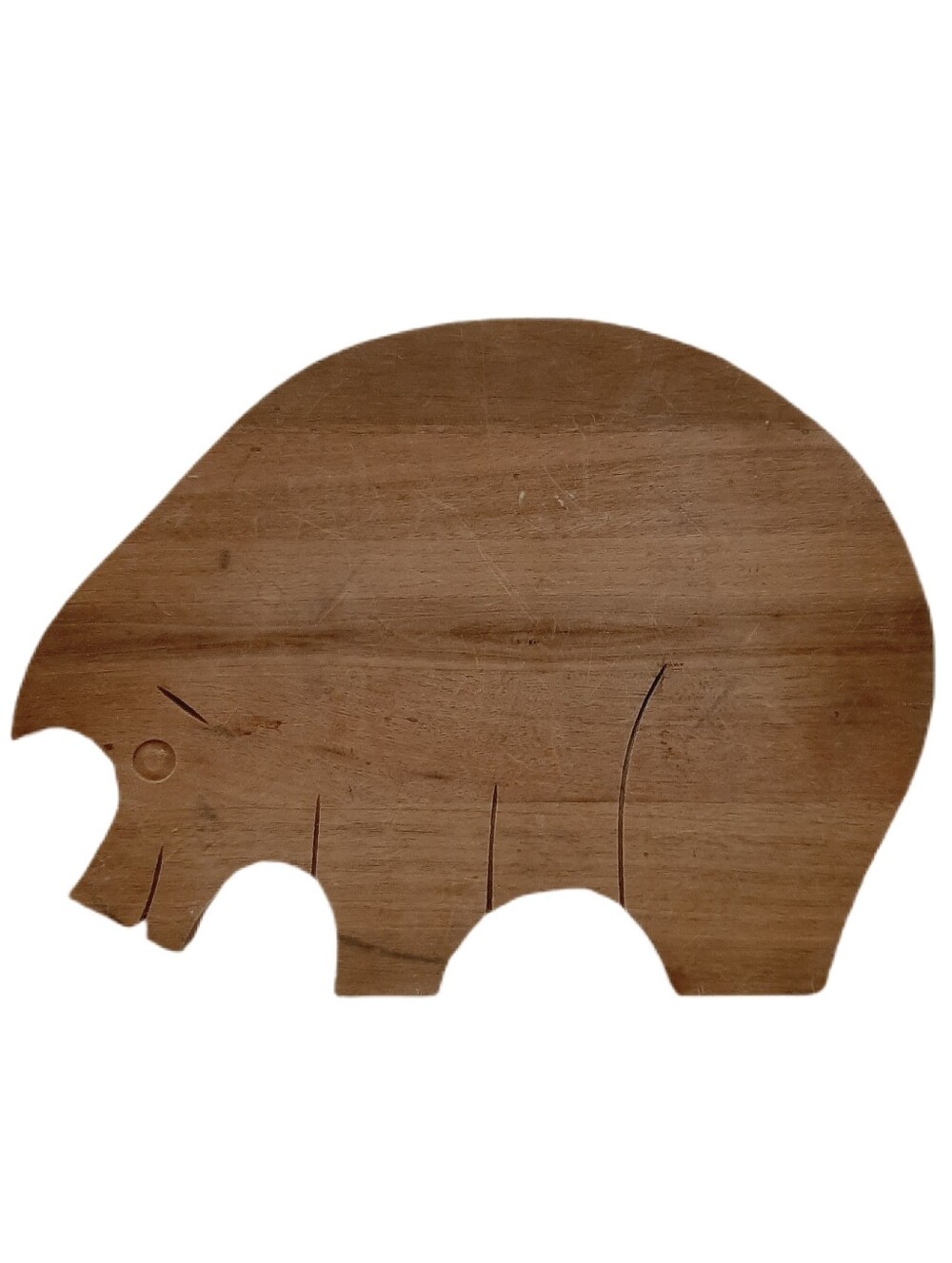 🍒 Vintage Primitive Wood Folk Art Pig Shaped Bread Board Cutting Board Wooden